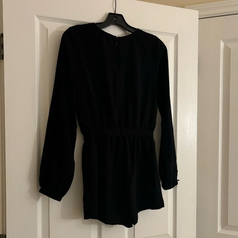 LOVERS + FRIENDS Long Sleeve Black Romper with Gold Brocade Details Size XS - Picture 10 of 13